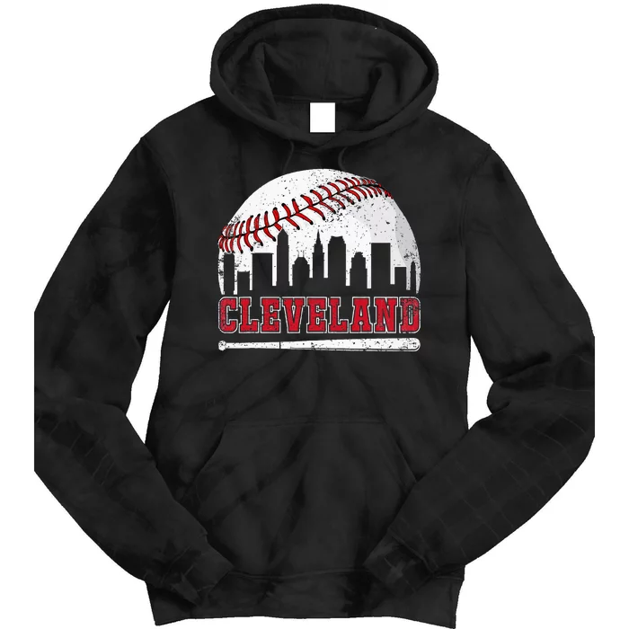 Love Cleveland Graphic Baseball Lover Player Tie Dye Hoodie