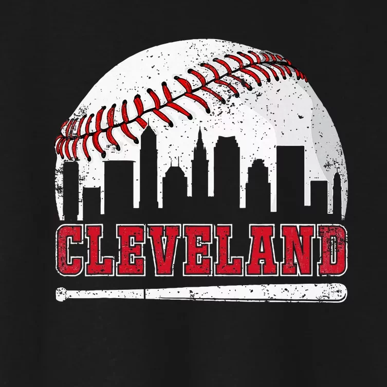 Love Cleveland Graphic Baseball Lover Player Women's Crop Top Tee