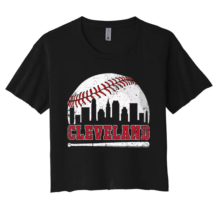 Love Cleveland Graphic Baseball Lover Player Women's Crop Top Tee