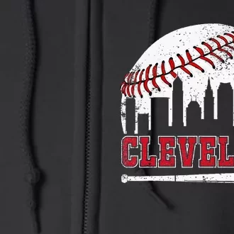 Love Cleveland Graphic Baseball Lover Player Full Zip Hoodie