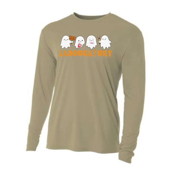 Labooratory Cute Ghost Halloween Laboratory Lab Scientist Cooling Performance Long Sleeve Crew