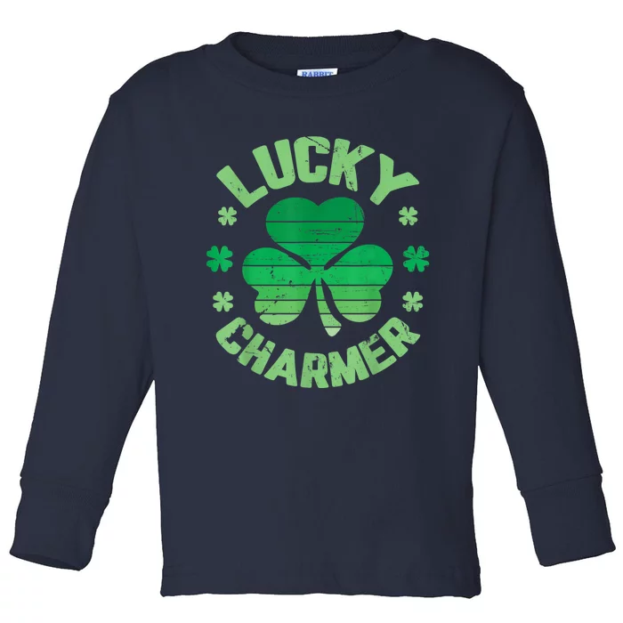 LUCKY CHARMER Girl Funny St. Patrick's Day Toddler Long Sleeve Shirt