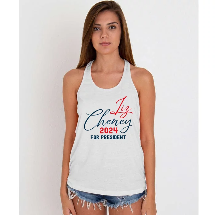 Liz Cheney Gift For President 2024 Usa Election Liz 24 Gift Women's Knotted Racerback Tank