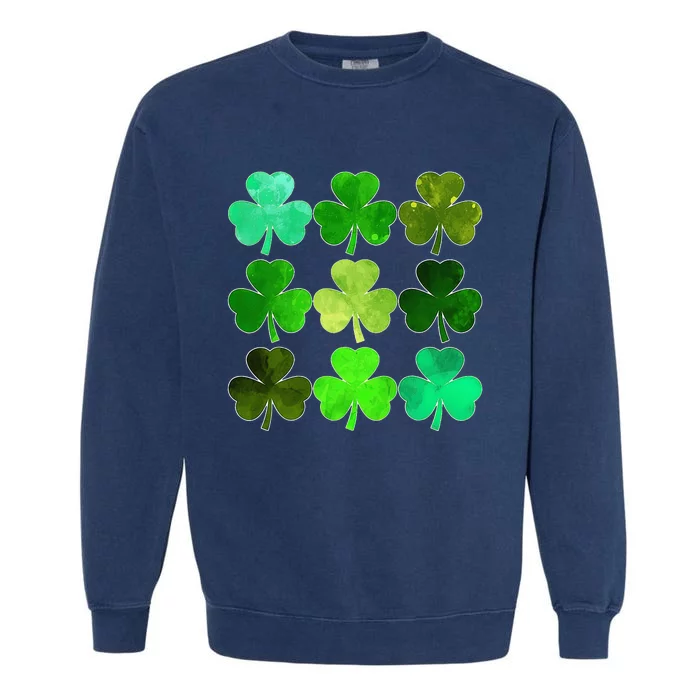 Lucky Clover Green Irish Funny st patricks day Garment-Dyed Sweatshirt