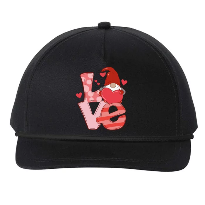 Love Cute Gnome Valentines Day Heart Snapback Five-Panel Rope Hat