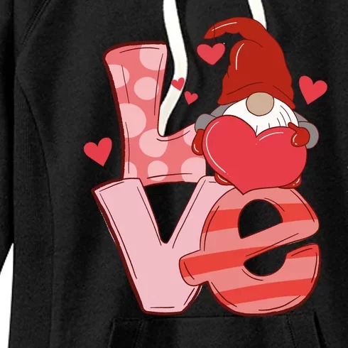 Love Cute Gnome Valentines Day Heart Women's Fleece Hoodie