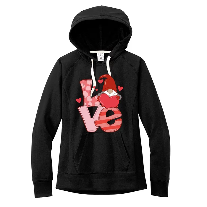 Love Cute Gnome Valentines Day Heart Women's Fleece Hoodie