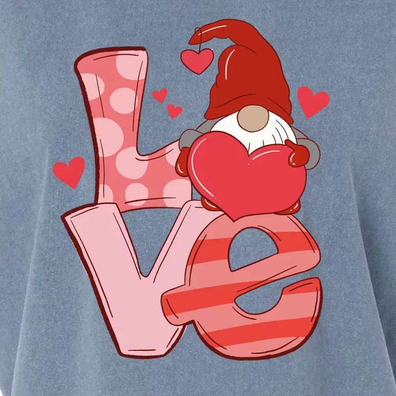 Love Cute Gnome Valentines Day Heart Garment-Dyed Women's Muscle Tee