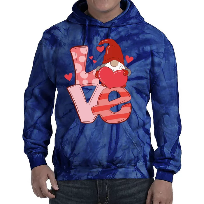 Love Cute Gnome Valentines Day Heart Tie Dye Hoodie