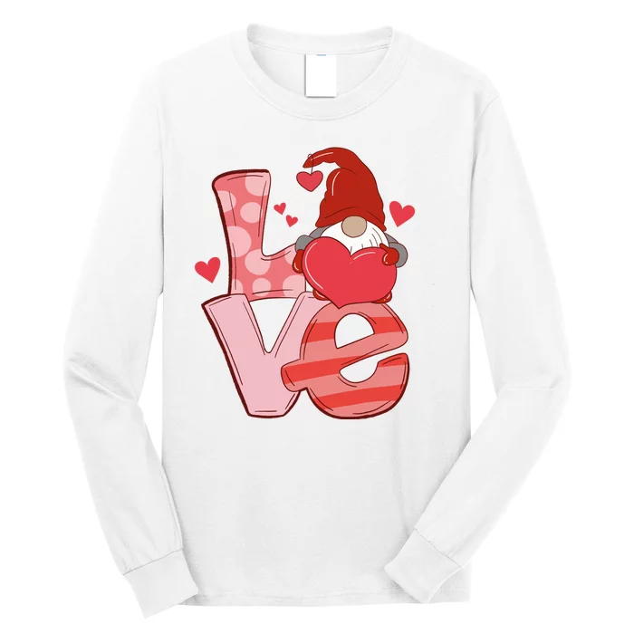 Love Cute Gnome Valentines Day Heart Long Sleeve Shirt