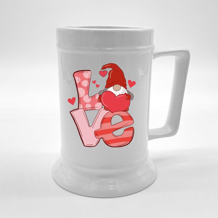 Love Cute Gnome Valentines Day Heart Front & Back Beer Stein