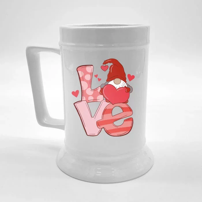 Love Cute Gnome Valentines Day Heart Front & Back Beer Stein