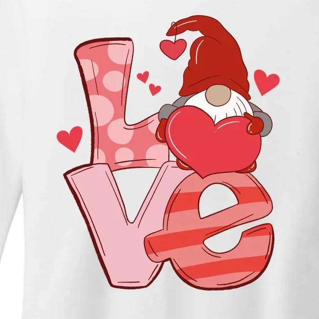 Love Cute Gnome Valentines Day Heart Womens CVC Long Sleeve Shirt