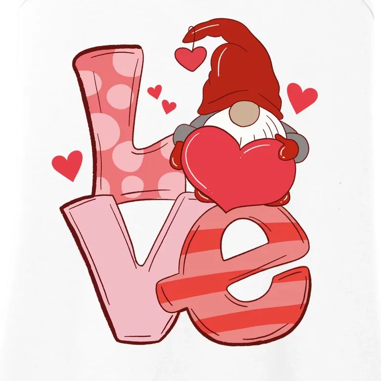 Love Cute Gnome Valentines Day Heart Ladies Essential Tank