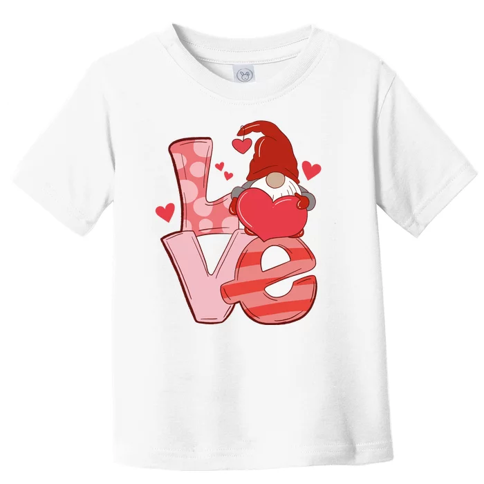 Love Cute Gnome Valentines Day Heart Toddler T-Shirt