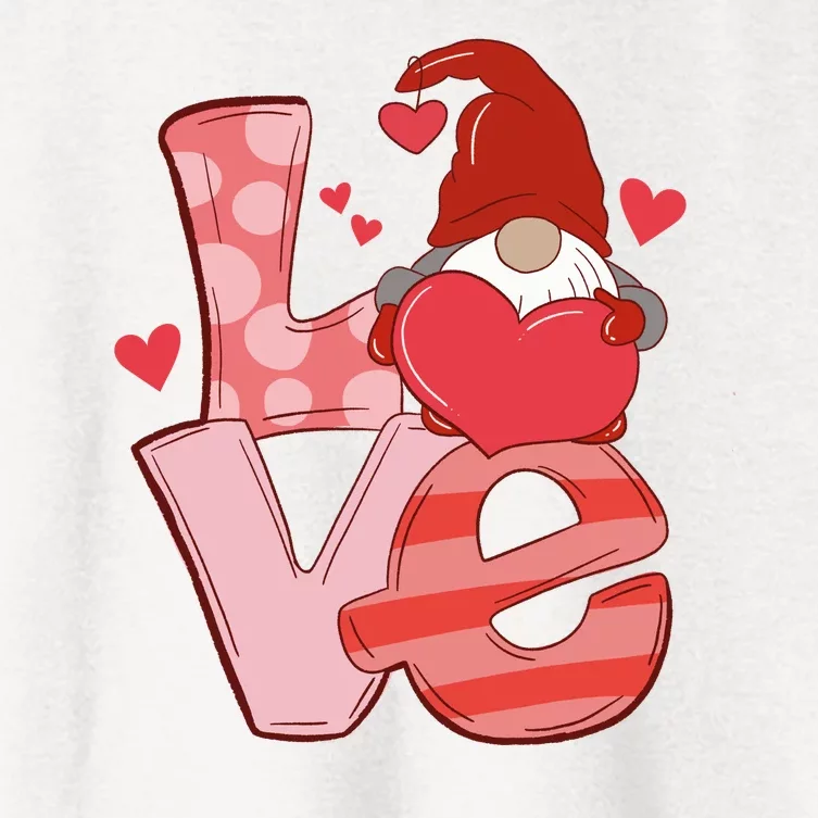 Love Cute Gnome Valentines Day Heart Women's Crop Top Tee