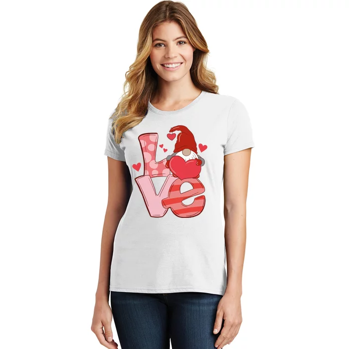 Love Cute Gnome Valentines Day Heart Women's T-Shirt