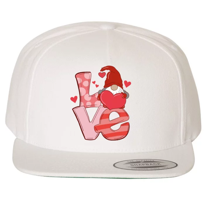 Love Cute Gnome Valentines Day Heart Wool Snapback Cap