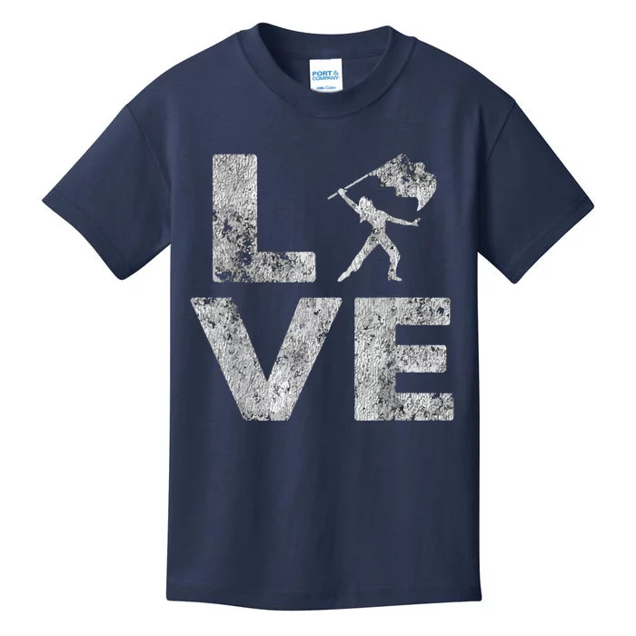 Love Color Guard Winter Guard Distressed Kids T-Shirt