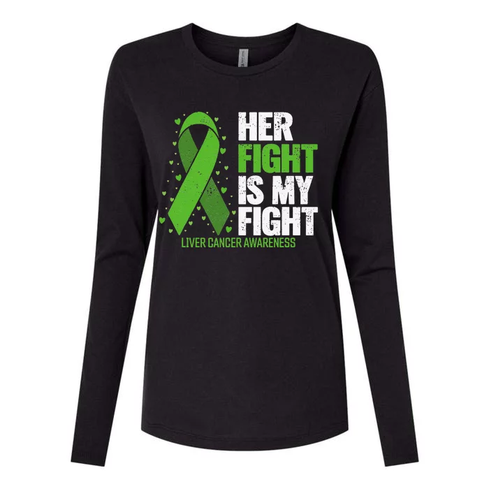 Liver Cancer Her Fight is my Fight Liver Cancer Awareness Womens Cotton Relaxed Long Sleeve T-Shirt