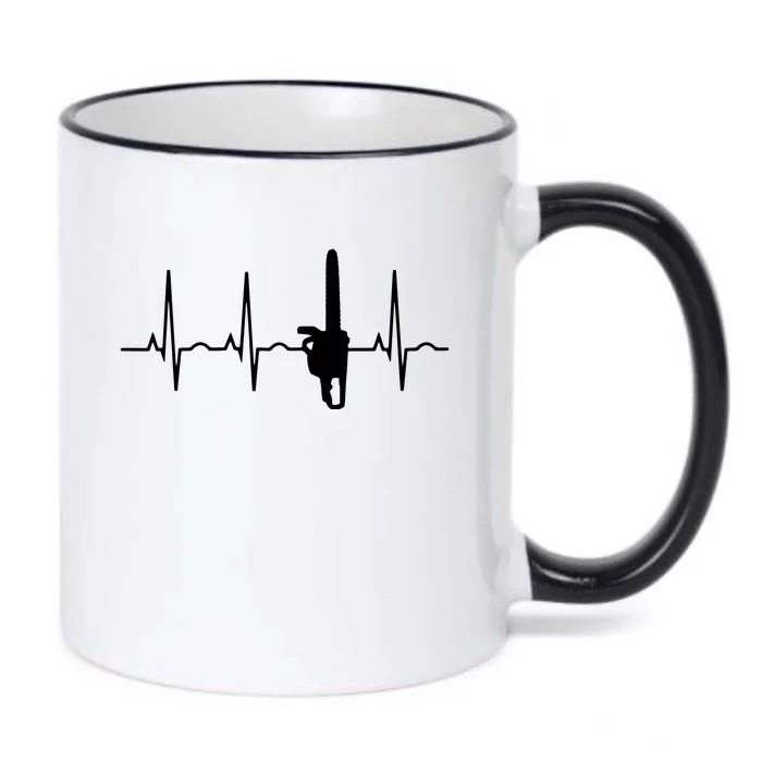 Lumberjack Chainsaw Heartbeat For Arborists Black Color Changing Mug