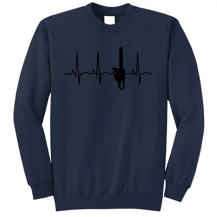 Lumberjack Chainsaw Heartbeat For Arborists Tall Sweatshirt