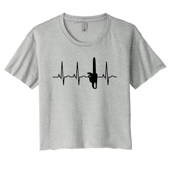 Lumberjack Chainsaw Heartbeat For Arborists Women's Crop Top Tee