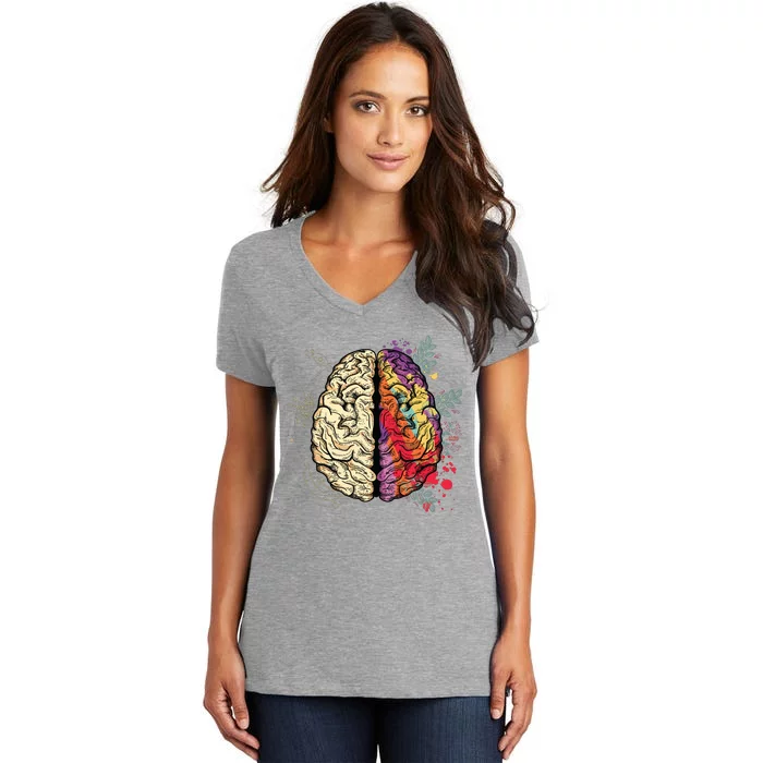 Logical Creative Human Brain Women's V-Neck T-Shirt