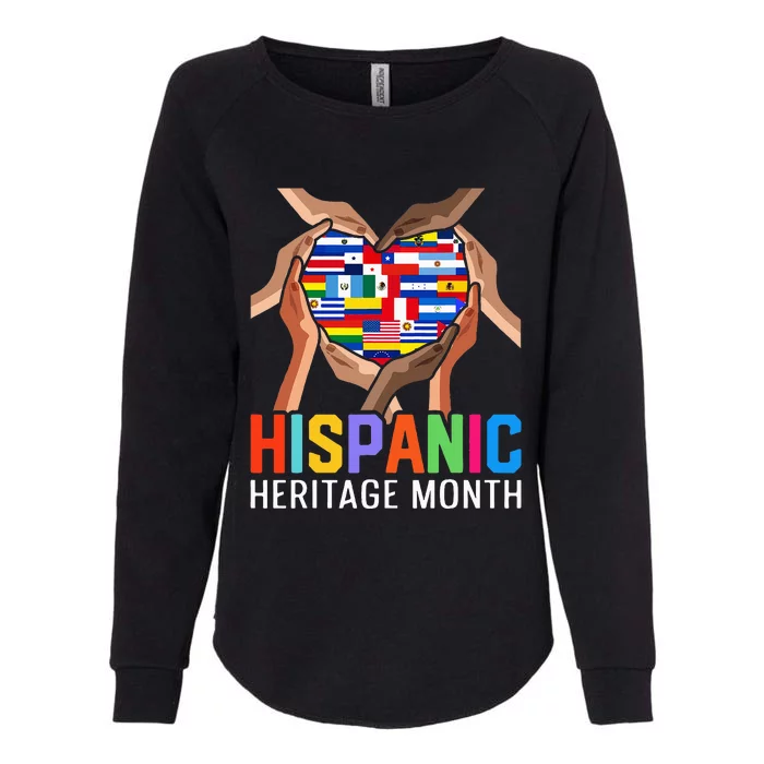 Latin Countries Hands Heart Flags Hispanic Heritage Month Womens California Wash Sweatshirt