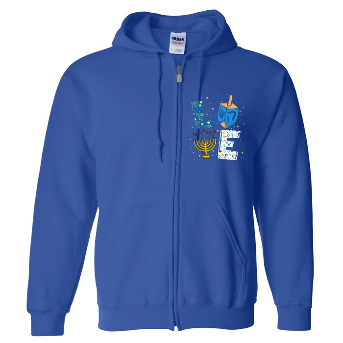 LOVE Cute Hanukkah Decorations Dreidel Menorah Chanukah Full Zip Hoodie