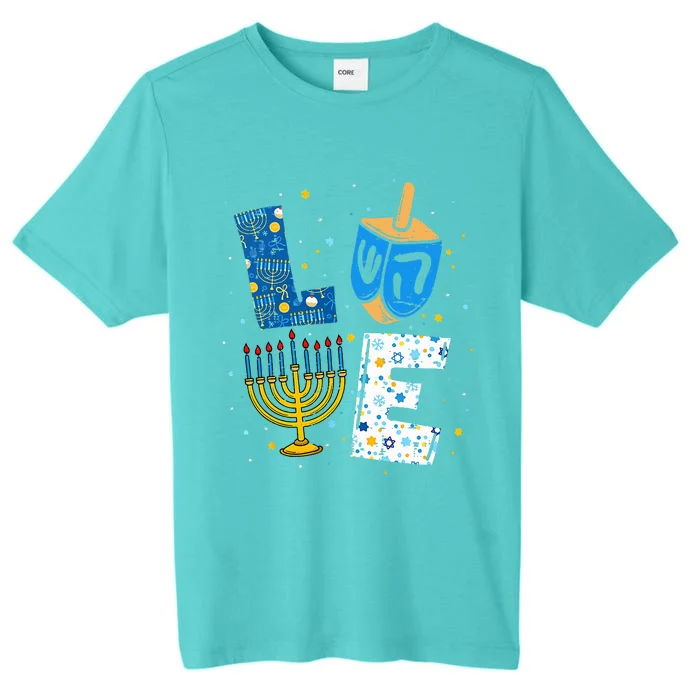 LOVE Cute Hanukkah Decorations Dreidel Menorah Chanukah ChromaSoft Performance T-Shirt