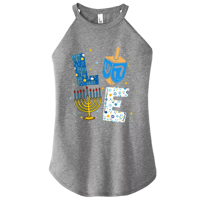 LOVE Cute Hanukkah Decorations Dreidel Menorah Chanukah Women’s Perfect Tri Rocker Tank