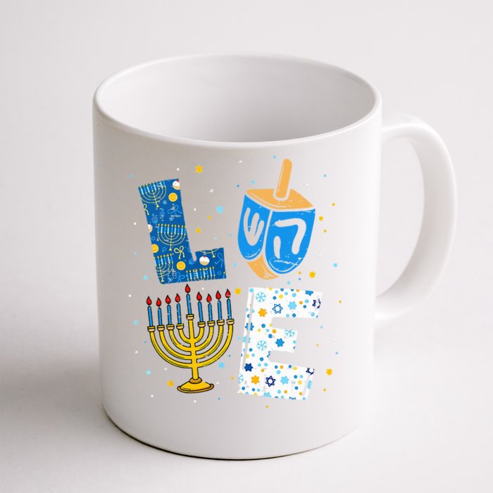 LOVE Cute Hanukkah Decorations Dreidel Menorah Chanukah Front & Back Coffee Mug