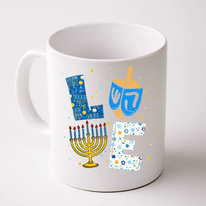 LOVE Cute Hanukkah Decorations Dreidel Menorah Chanukah Front & Back Coffee Mug