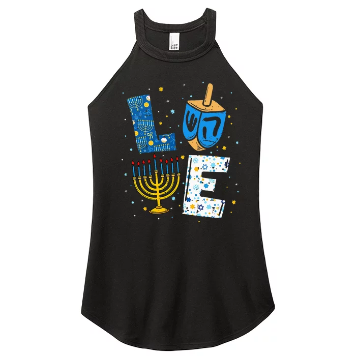 LOVE Cute Hanukkah Decorations Dreidel Menorah Chanukah Women’s Perfect Tri Rocker Tank