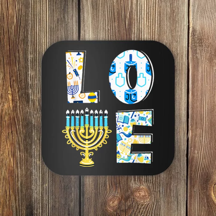 Love Cute Hanukkah Chanukah Menorah Pajama Matching Family Coaster