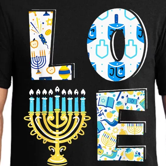 Love Cute Hanukkah Chanukah Menorah Pajama Matching Family Pajama Set