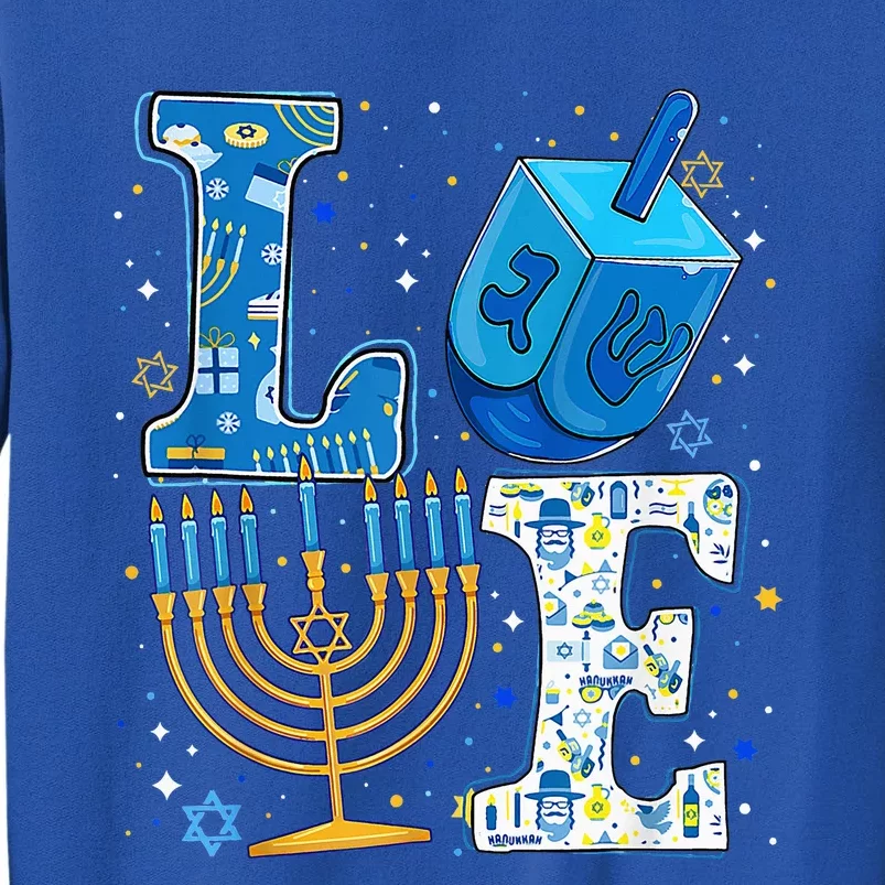 Love Cute Hanukkah Dreidel Menorah Chanukah Jewish Holiday Tall Sweatshirt