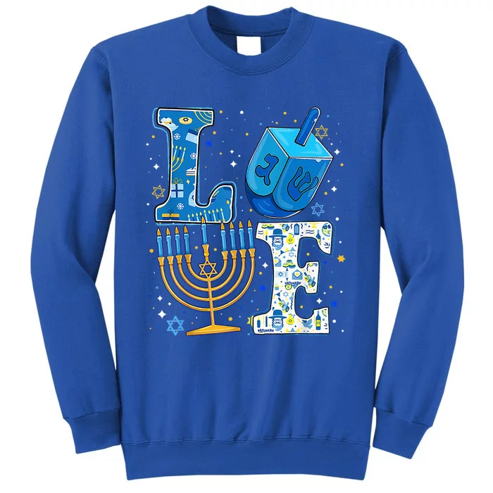 Love Cute Hanukkah Dreidel Menorah Chanukah Jewish Holiday Tall Sweatshirt