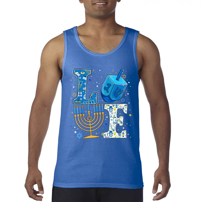 Love Cute Hanukkah Dreidel Menorah Chanukah Jewish Holiday Tank Top