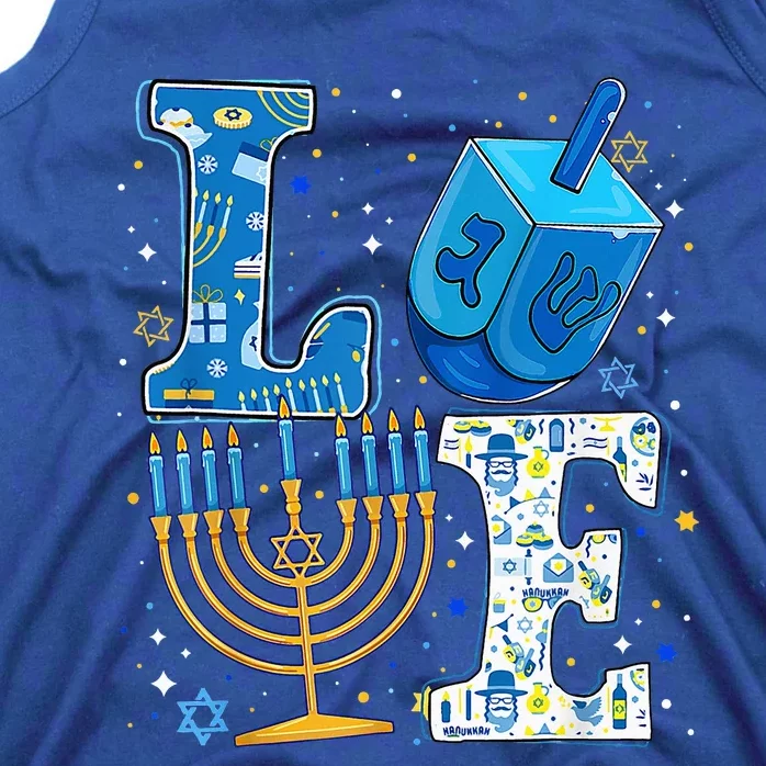 Love Cute Hanukkah Dreidel Menorah Chanukah Jewish Holiday Tank Top