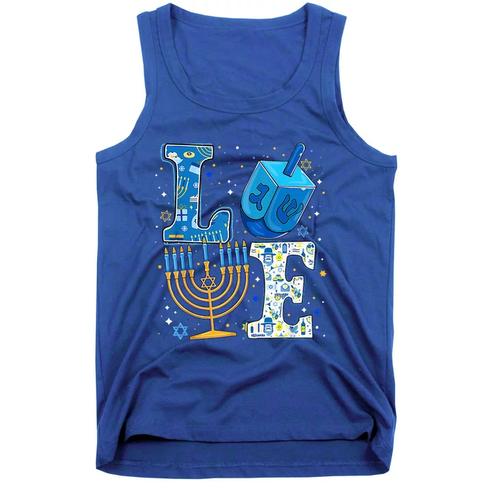 Love Cute Hanukkah Dreidel Menorah Chanukah Jewish Holiday Tank Top