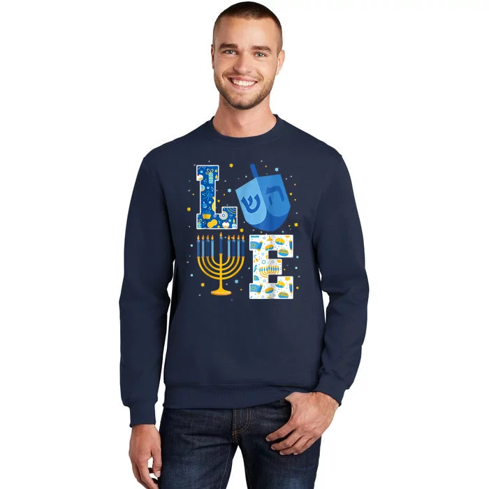 LOVE Cute Hanukkah Decorations Dreidel Menorah Chanukah Sweatshirt