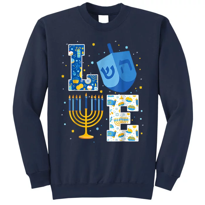 LOVE Cute Hanukkah Decorations Dreidel Menorah Chanukah Sweatshirt