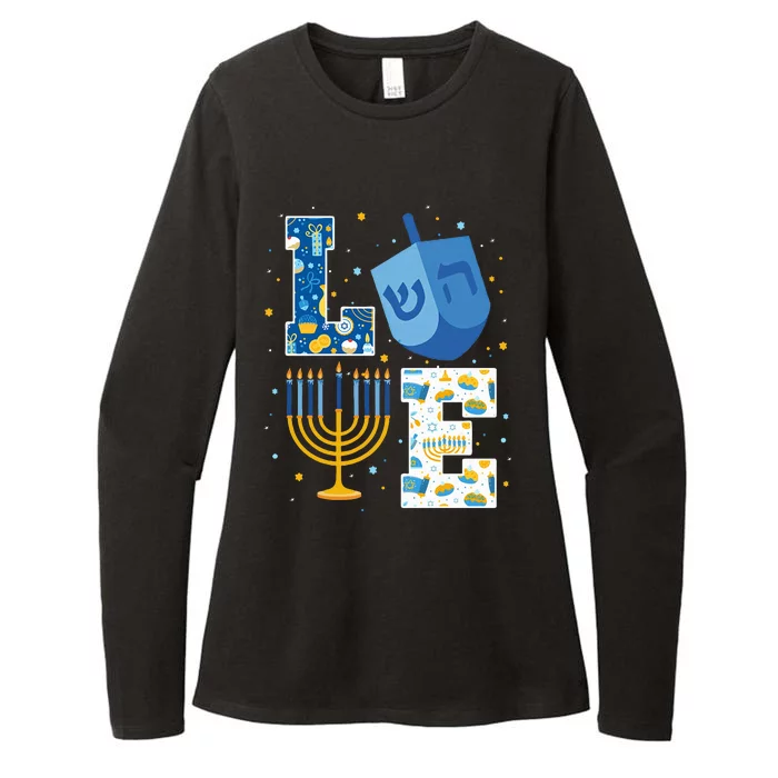 LOVE Cute Hanukkah Decorations Dreidel Menorah Chanukah Womens CVC Long Sleeve Shirt