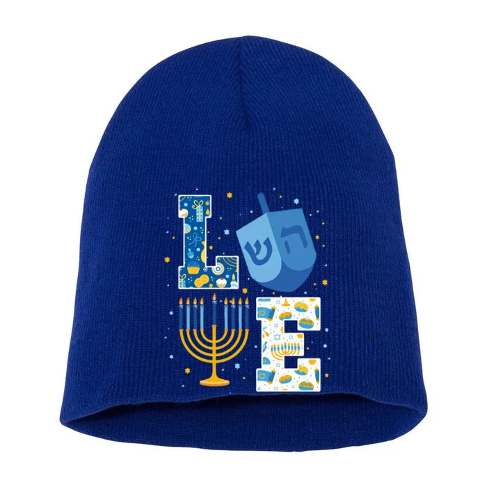 LOVE Cute Hanukkah Decorations Dreidel Menorah Chanukah Short Acrylic Beanie