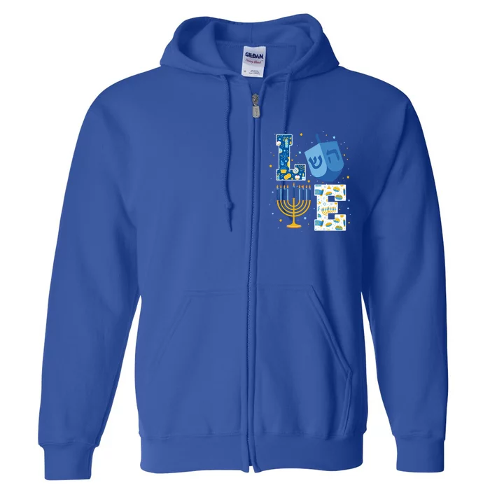 LOVE Cute Hanukkah Decorations Dreidel Menorah Chanukah Full Zip Hoodie