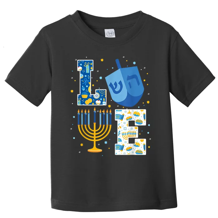 LOVE Cute Hanukkah Decorations Dreidelorah Chanukah Toddler T-Shirt