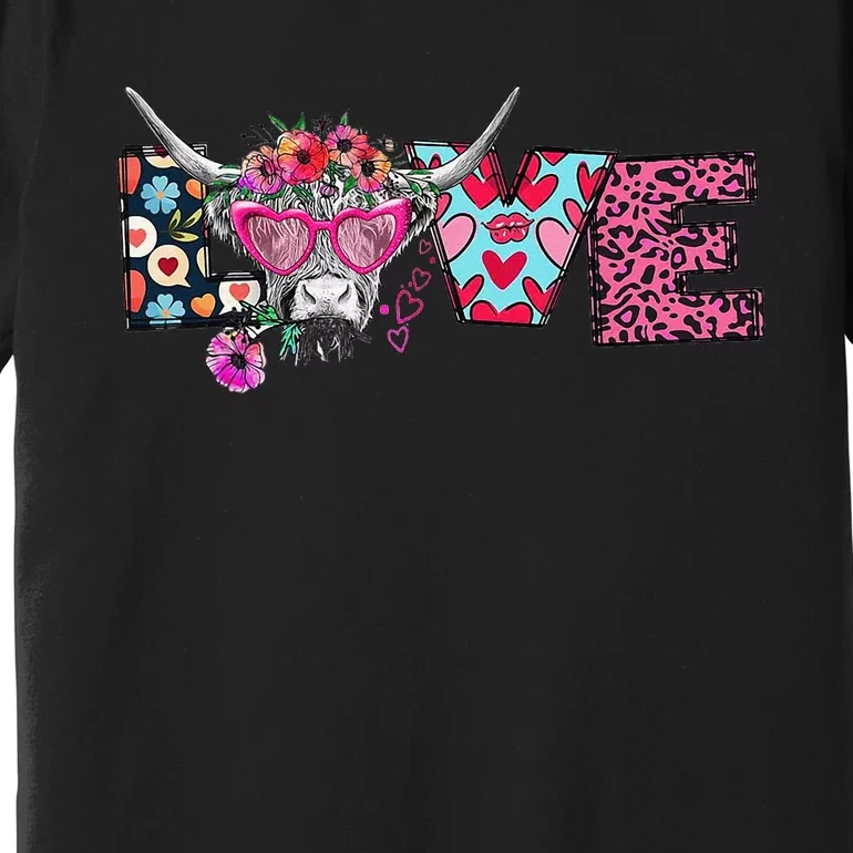 Love Cow Heart Leopard Moolentine Valentine's Day Man Premium T-Shirt