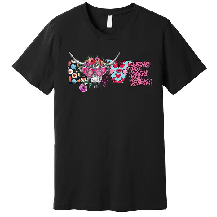 Love Cow Heart Leopard Moolentine Valentine's Day Man Premium T-Shirt